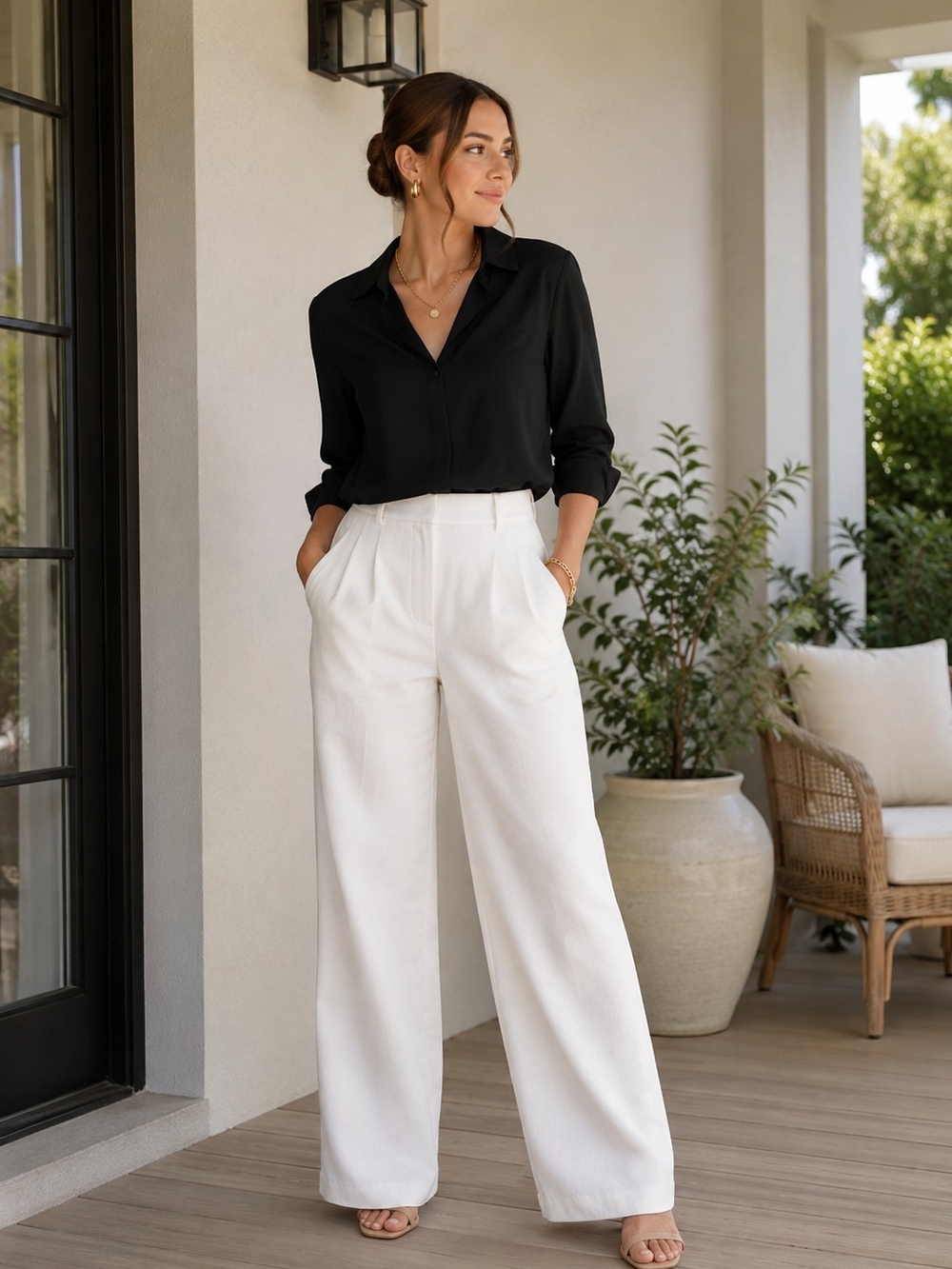 Aritzia Wilfred The Effortless Pant Women’s 4 Cream Wide Leg